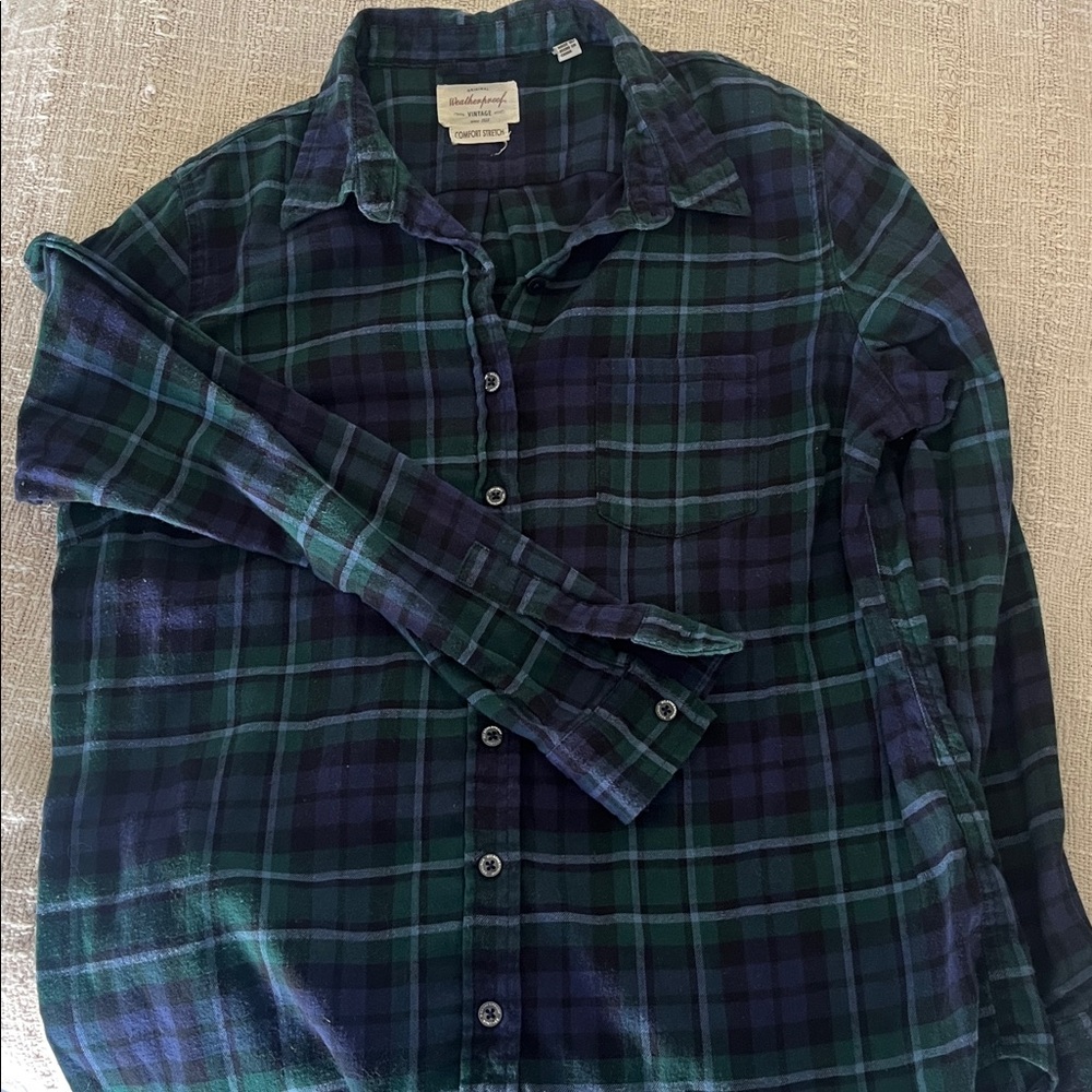 Weatherproof Vintage Green and Black Plaid Shirt